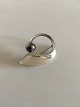 Hans Hansen Sterling Silver Brooch with Oxidized Silver Stone No 109