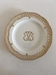 Royal Copenhagen Flora Danica Plate with Pierced Border and Monogram