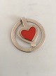 Georg Jensen Sterling Silver Money Clip No 390 with Red Heart Shaped Enamel