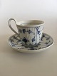 Royal Copenhagen Blue Fluted Plain High Handle Cup and Saucer No. 73.