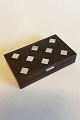 Hans Hansen Box of Rosewood with hinged Lid and Silver inlay