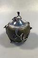 Royal Copenhagen(Patrick Nordstrøm)Stoneware jar with Anton Michelsen Silver 
mounting and 30 amethysts