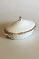 Royal Copenhagen White Curved with serrated Gold edge(Pattern 387/ Josephine) 
Oval Lidded bowl No 1702