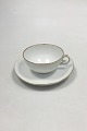 Royal Copenhagen White Porcelain with Gold Tea Cup and Saucer No 1275/9067