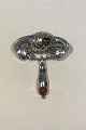 Peter Christian Jensen Art Nouveau Silver Brooch With Amber