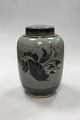 Royal Copenhagen Green Cracle Glaze Lidded Vase/Urn with Flower decoration with 
Gold No 5010/888