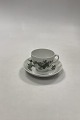 Royal Copenhagen Green Flower Coffee Cup and Saucer No 1549