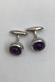 Georg Jensen Sterling Silver Cufflinks No 473 Sphere Amethyst