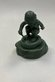 P. Ipsens Enke Ceramic Figurine in Green Glaze of Little Girl with Shovel No 889