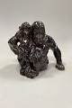 Bing and Grøndahl Stoneware Figurine - Orangutan/Monkey with Young by Knud Kyhn