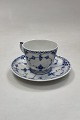 Royal Copenhagen Blue Flute Half Lace Coffee Cup and Saucer No. 626 - CHIPPED