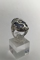 Georg Jensen Sterling Silver Ring No. 18 Chalcedon Moonlight Blossom