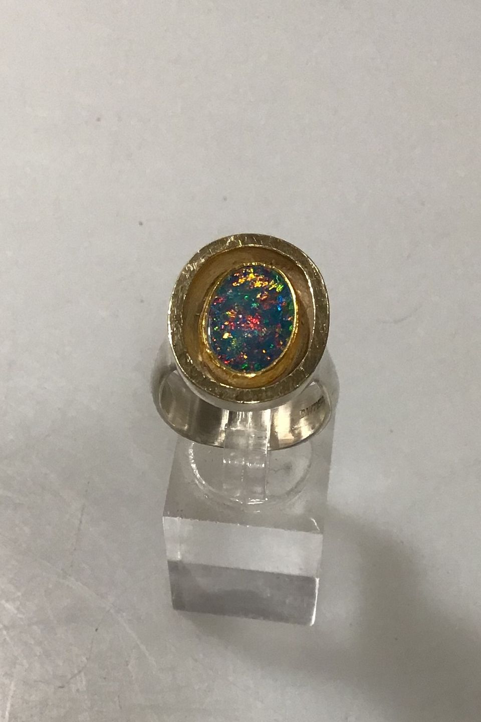 turnering ustabil Krydderi Danam Antik * Ole W. Jacobsen Sterling Silver / Gold Ring with Opal